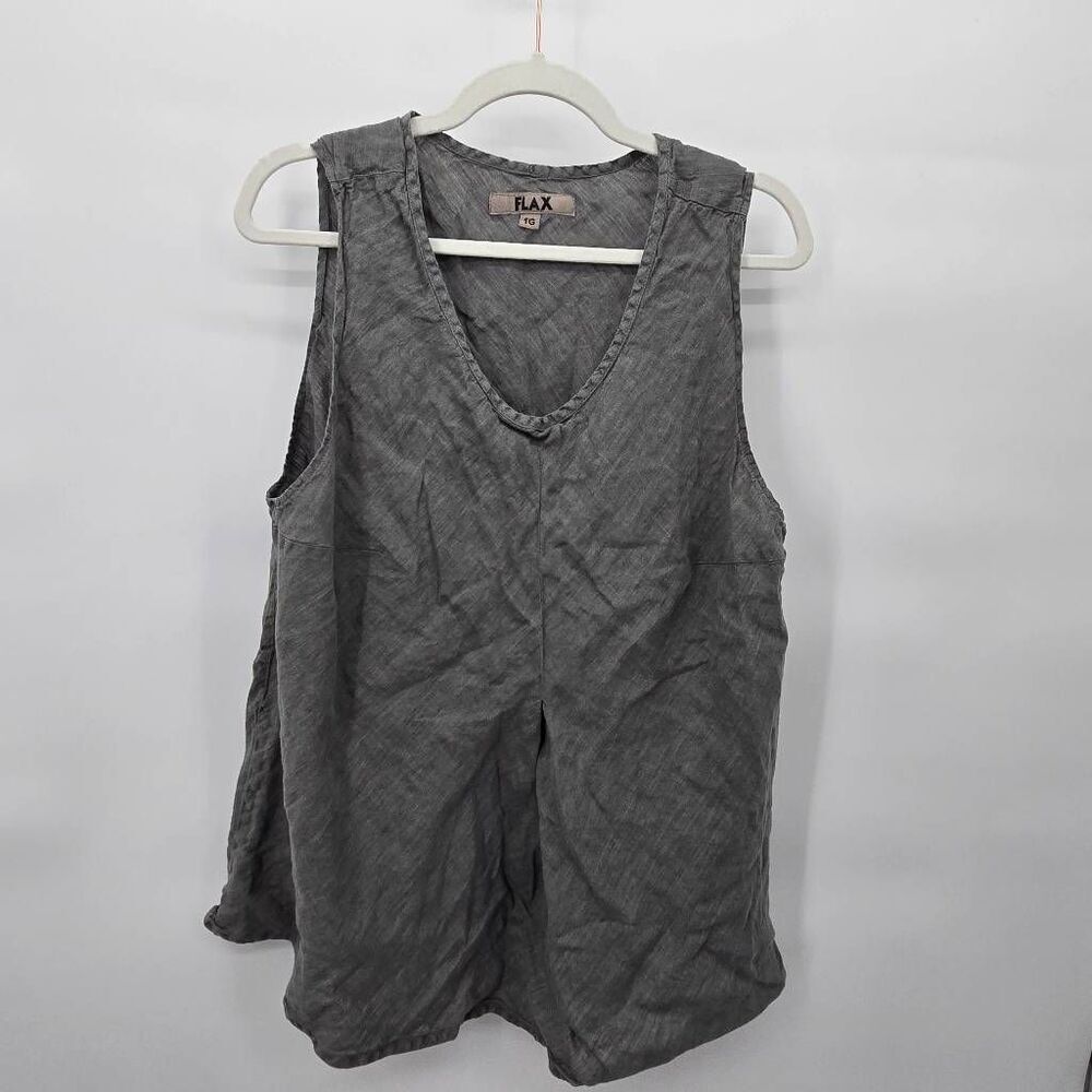 Flax Shirt Womens Size 1G Large 100% Linen Gray Top Sleeveless  Lagenlook